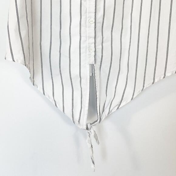 Mango White Black Striped Ruffled Cami Top Tank Blouse - Picture 3 of 11